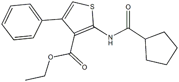 ethyl 2-[(cyclopentylcarbonyl)amino]-4-phenyl-3-thiophenecarboxylate 结构式