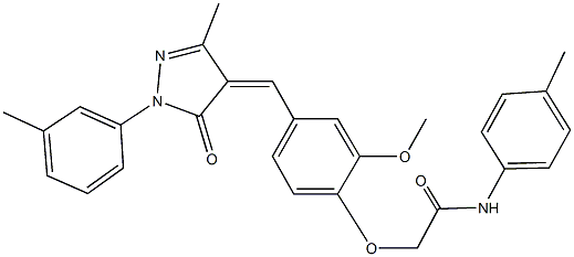 2-(2-methoxy-4-{[3-methyl-1-(3-methylphenyl)-5-oxo-1,5-dihydro-4H-pyrazol-4-ylidene]methyl}phenoxy)-N-(4-methylphenyl)acetamide 结构式