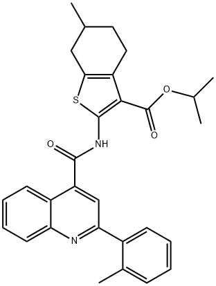 isopropyl 6-methyl-2-({[2-(2-methylphenyl)-4-quinolinyl]carbonyl}amino)-4,5,6,7-tetrahydro-1-benzothiophene-3-carboxylate 结构式