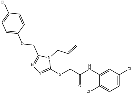 2-({4-allyl-5-[(4-chlorophenoxy)methyl]-4H-1,2,4-triazol-3-yl}sulfanyl)-N-(2,5-dichlorophenyl)acetamide 结构式