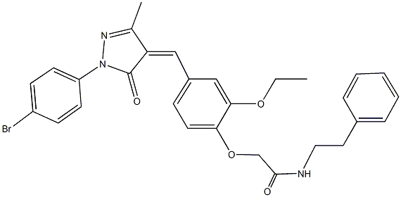 2-(4-{[1-(4-bromophenyl)-3-methyl-5-oxo-1,5-dihydro-4H-pyrazol-4-ylidene]methyl}-2-ethoxyphenoxy)-N-(2-phenylethyl)acetamide 结构式