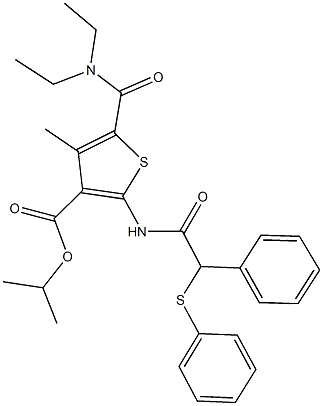 isopropyl 5-[(diethylamino)carbonyl]-4-methyl-2-{[phenyl(phenylsulfanyl)acetyl]amino}-3-thiophenecarboxylate 结构式