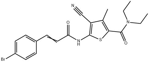 5-{[3-(4-bromophenyl)acryloyl]amino}-4-cyano-N,N-diethyl-3-methyl-2-thiophenecarboxamide 结构式