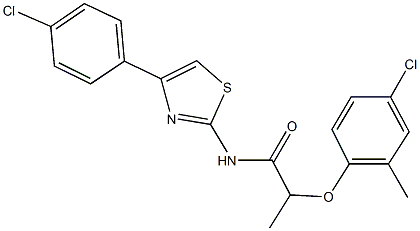 2-(4-chloro-2-methylphenoxy)-N-[4-(4-chlorophenyl)-1,3-thiazol-2-yl]propanamide 结构式