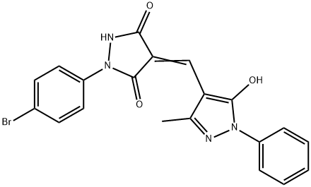 1-(4-bromophenyl)-4-[(5-hydroxy-3-methyl-1-phenyl-1H-pyrazol-4-yl)methylene]-3,5-pyrazolidinedione 结构式