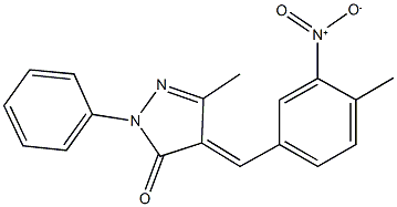 4-{3-nitro-4-methylbenzylidene}-5-methyl-2-phenyl-2,4-dihydro-3H-pyrazol-3-one 结构式