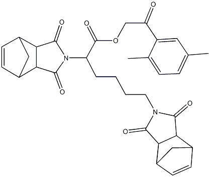 2-(2,5-dimethylphenyl)-2-oxoethyl 2,6-bis(3,5-dioxo-4-azatricyclo[5.2.1.0~2,6~]dec-8-en-4-yl)hexanoate 结构式