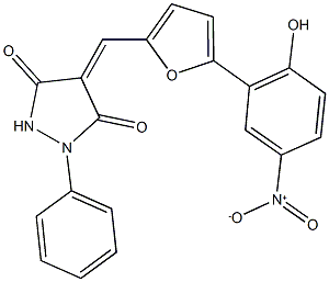 4-[(5-{2-hydroxy-5-nitrophenyl}-2-furyl)methylene]-1-phenyl-3,5-pyrazolidinedione 结构式