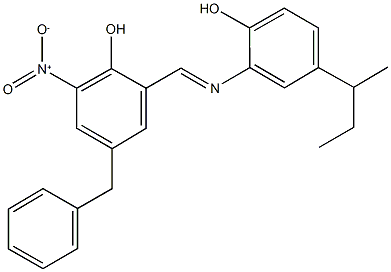 4-benzyl-2-{[(5-sec-butyl-2-hydroxyphenyl)imino]methyl}-6-nitrophenol 结构式