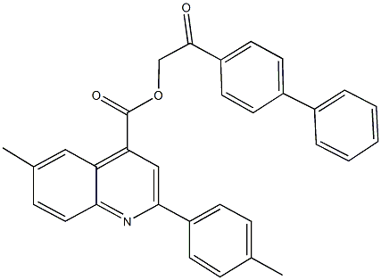2-[1,1'-biphenyl]-4-yl-2-oxoethyl 6-methyl-2-(4-methylphenyl)-4-quinolinecarboxylate 结构式