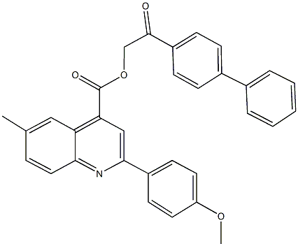 2-[1,1'-biphenyl]-4-yl-2-oxoethyl 2-(4-methoxyphenyl)-6-methyl-4-quinolinecarboxylate 结构式