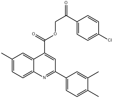 2-(4-chlorophenyl)-2-oxoethyl 2-(3,4-dimethylphenyl)-6-methyl-4-quinolinecarboxylate 结构式