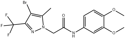 2-[4-bromo-5-methyl-3-(trifluoromethyl)-1H-pyrazol-1-yl]-N-(3,4-dimethoxyphenyl)acetamide 结构式