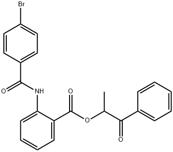 1-methyl-2-oxo-2-phenylethyl 2-[(4-bromobenzoyl)amino]benzoate 结构式