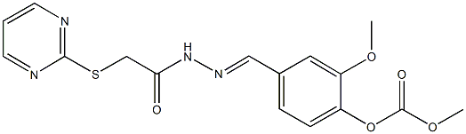 2-methoxy-4-{2-[(2-pyrimidinylsulfanyl)acetyl]carbohydrazonoyl}phenyl methyl carbonate 结构式