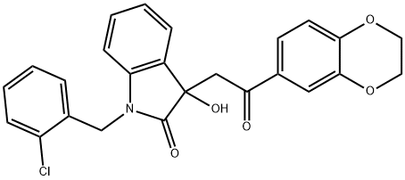 1-(2-chlorobenzyl)-3-[2-(2,3-dihydro-1,4-benzodioxin-6-yl)-2-oxoethyl]-3-hydroxy-1,3-dihydro-2H-indol-2-one 结构式