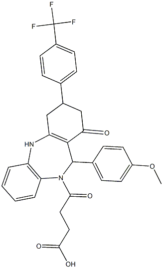 4-{11-(4-methoxyphenyl)-1-oxo-3-[4-(trifluoromethyl)phenyl]-1,2,3,4,5,11-hexahydro-10H-dibenzo[b,e][1,4]diazepin-10-yl}-4-oxobutanoic acid 结构式