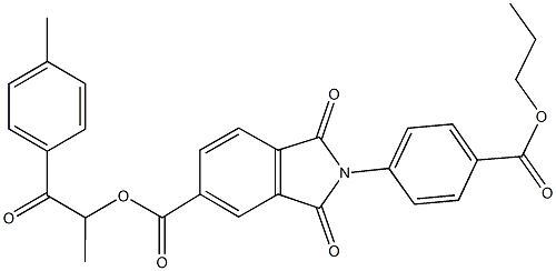 1-methyl-2-(4-methylphenyl)-2-oxoethyl 1,3-dioxo-2-[4-(propoxycarbonyl)phenyl]isoindoline-5-carboxylate 结构式