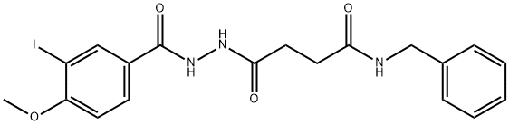 N-benzyl-4-[2-(3-iodo-4-methoxybenzoyl)hydrazino]-4-oxobutanamide 结构式