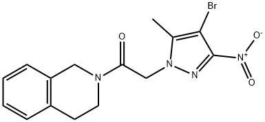 2-({4-bromo-3-nitro-5-methyl-1H-pyrazol-1-yl}acetyl)-1,2,3,4-tetrahydroisoquinoline 结构式