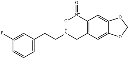 2-(3-fluorophenyl)-N-[(6-nitro-1,3-benzodioxol-5-yl)methyl]ethanamine 结构式