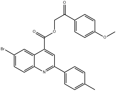 2-(4-methoxyphenyl)-2-oxoethyl 6-bromo-2-(4-methylphenyl)-4-quinolinecarboxylate 结构式
