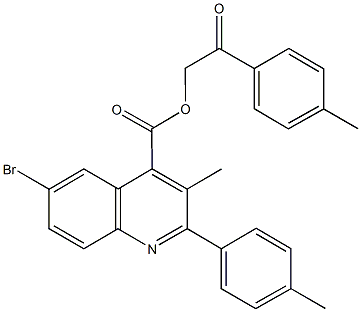 2-(4-methylphenyl)-2-oxoethyl 6-bromo-3-methyl-2-(4-methylphenyl)-4-quinolinecarboxylate 结构式