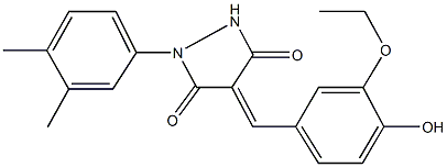 1-(3,4-dimethylphenyl)-4-(3-ethoxy-4-hydroxybenzylidene)-3,5-pyrazolidinedione 结构式