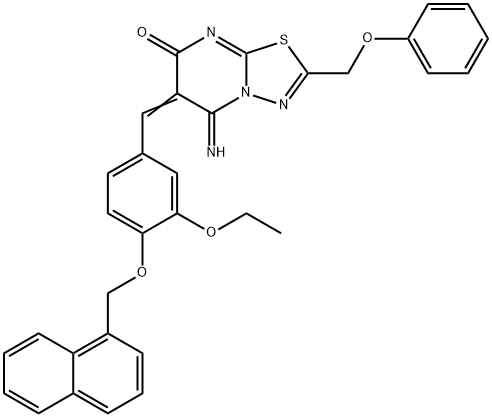 6-[3-ethoxy-4-(1-naphthylmethoxy)benzylidene]-5-imino-2-(phenoxymethyl)-5,6-dihydro-7H-[1,3,4]thiadiazolo[3,2-a]pyrimidin-7-one 结构式