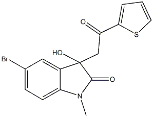 5-bromo-3-hydroxy-1-methyl-3-[2-oxo-2-(2-thienyl)ethyl]-1,3-dihydro-2H-indol-2-one 结构式