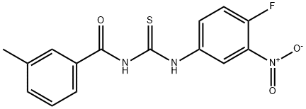 N-{4-fluoro-3-nitrophenyl}-N'-(3-methylbenzoyl)thiourea 结构式
