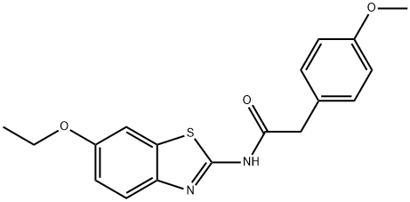 N-(6-ethoxy-1,3-benzothiazol-2-yl)-2-(4-methoxyphenyl)acetamide 结构式