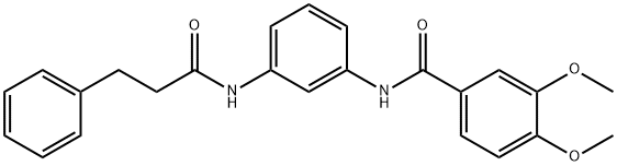 3,4-dimethoxy-N-{3-[(3-phenylpropanoyl)amino]phenyl}benzamide 结构式