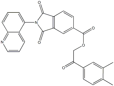 2-(3,4-dimethylphenyl)-2-oxoethyl 1,3-dioxo-2-(5-quinolinyl)-5-isoindolinecarboxylate 结构式