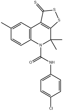 N-(4-chlorophenyl)-4,4,8-trimethyl-1-thioxo-1,4-dihydro-5H-[1,2]dithiolo[3,4-c]quinoline-5-carboxamide 结构式