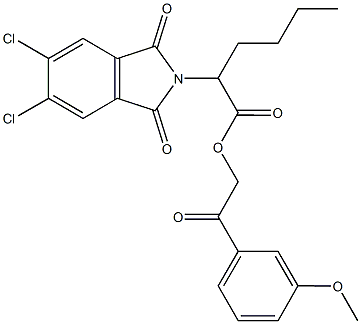 2-(3-methoxyphenyl)-2-oxoethyl 2-(5,6-dichloro-1,3-dioxo-1,3-dihydro-2H-isoindol-2-yl)hexanoate 结构式