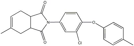 2-[3-chloro-4-(4-methylphenoxy)phenyl]-5-methyl-3a,4,7,7a-tetrahydro-1H-isoindole-1,3(2H)-dione 结构式