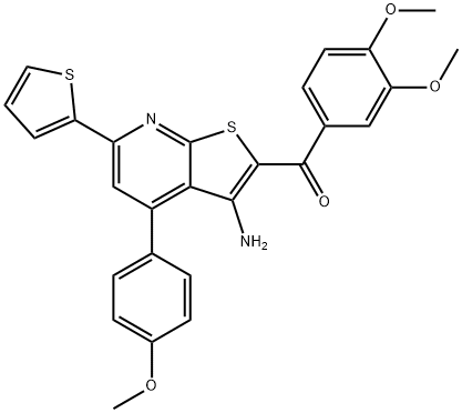 [3-amino-4-(4-methoxyphenyl)-6-thien-2-ylthieno[2,3-b]pyridin-2-yl](3,4-dimethoxyphenyl)methanone 结构式