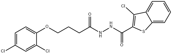 3-chloro-N'-[4-(2,4-dichlorophenoxy)butanoyl]-1-benzothiophene-2-carbohydrazide 结构式