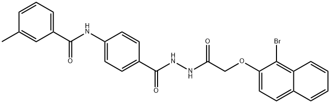 N-{4-[(2-{[(1-bromo-2-naphthyl)oxy]acetyl}hydrazino)carbonyl]phenyl}-3-methylbenzamide 结构式