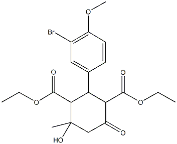 diethyl 2-(3-bromo-4-methoxyphenyl)-4-hydroxy-4-methyl-6-oxo-1,3-cyclohexanedicarboxylate 结构式