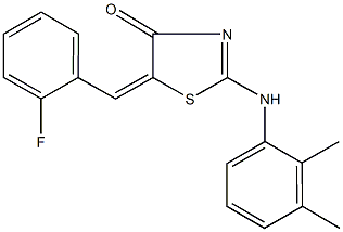 2-(2,3-dimethylanilino)-5-(2-fluorobenzylidene)-1,3-thiazol-4(5H)-one 结构式