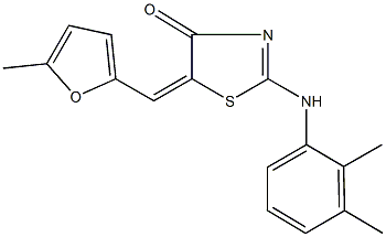 2-(2,3-dimethylanilino)-5-[(5-methyl-2-furyl)methylene]-1,3-thiazol-4(5H)-one 结构式