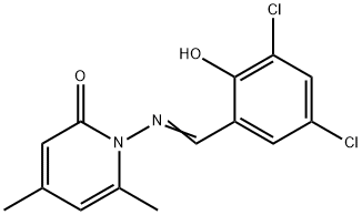 1-[(3,5-dichloro-2-hydroxybenzylidene)amino]-4,6-dimethyl-2(1H)-pyridinone 结构式