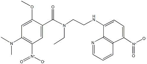 4-(dimethylamino)-N-ethyl-5-nitro-N-[2-({5-nitro-8-quinolinyl}amino)ethyl]-2-methoxybenzamide 结构式