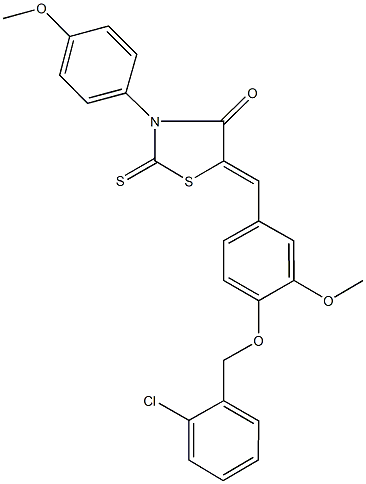 5-{4-[(2-chlorobenzyl)oxy]-3-methoxybenzylidene}-3-(4-methoxyphenyl)-2-thioxo-1,3-thiazolidin-4-one 结构式