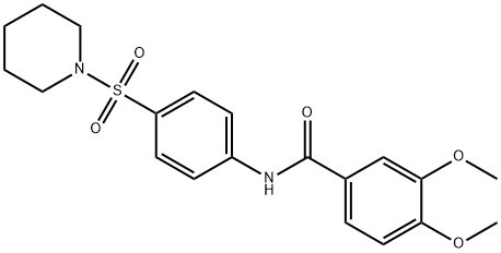 3,4-dimethoxy-N-[4-(piperidin-1-ylsulfonyl)phenyl]benzamide 结构式