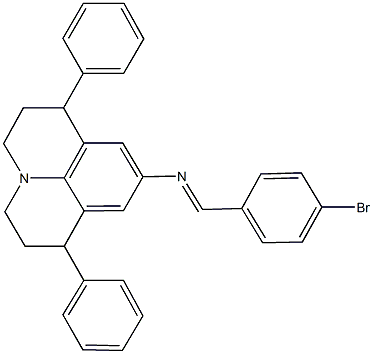 N-(4-bromobenzylidene)-N-(1,7-diphenyl-2,3,6,7-tetrahydro-1H,5H-pyrido[3,2,1-ij]quinolin-9-yl)amine 结构式