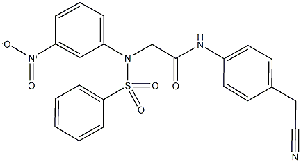 N-[4-(cyanomethyl)phenyl]-2-[{3-nitrophenyl}(phenylsulfonyl)amino]acetamide 结构式