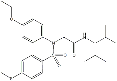 2-([4-(ethyloxy)phenyl]{[4-(methylsulfanyl)phenyl]sulfonyl}amino)-N-[2-methyl-1-(1-methylethyl)propyl]acetamide 结构式